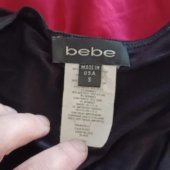 BEBE Sz S Silk Blend Color Block Tie Side Tank Top V-Neck Sleeveless Pullover - Picture 11 of 13